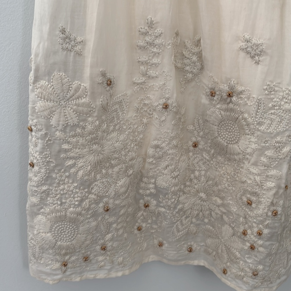 Sundance Ivory boho embroidered flowers crochet Sleeveless Dress Size‎ M NWOT - Picture 5 of 13
